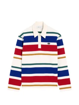 AMI Paris striped cotton polo with Ami patch