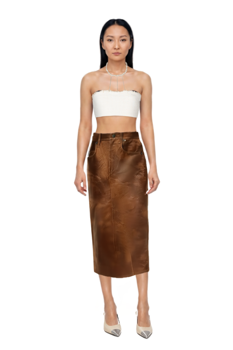 Outfit cassandre-plaque pumps and crinkled-effect midi skirt