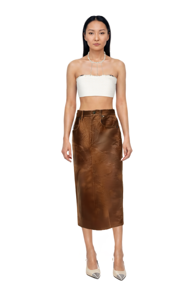 Outfit cassandre-plaque pumps and crinkled-effect midi skirt