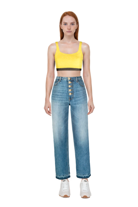 Outfit plume mesh fabric sneakers and pinko top
