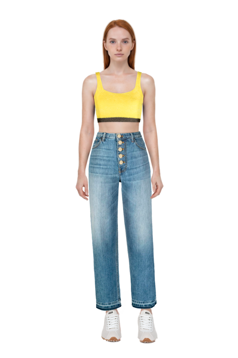 Outfit plume mesh fabric sneakers and pinko top