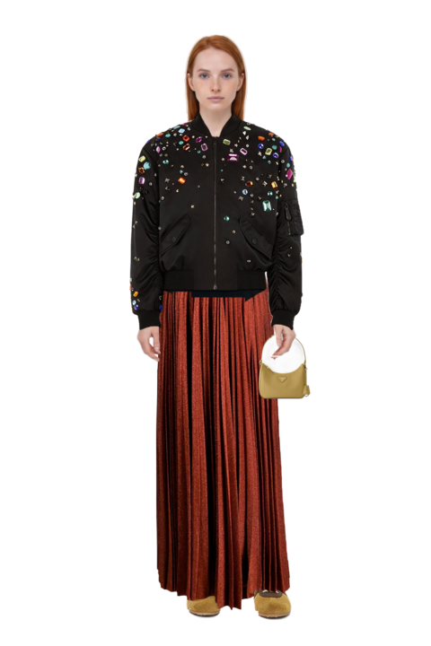 Outfit re-edition 2005 saffiano leather mini-bag and suede sneakers