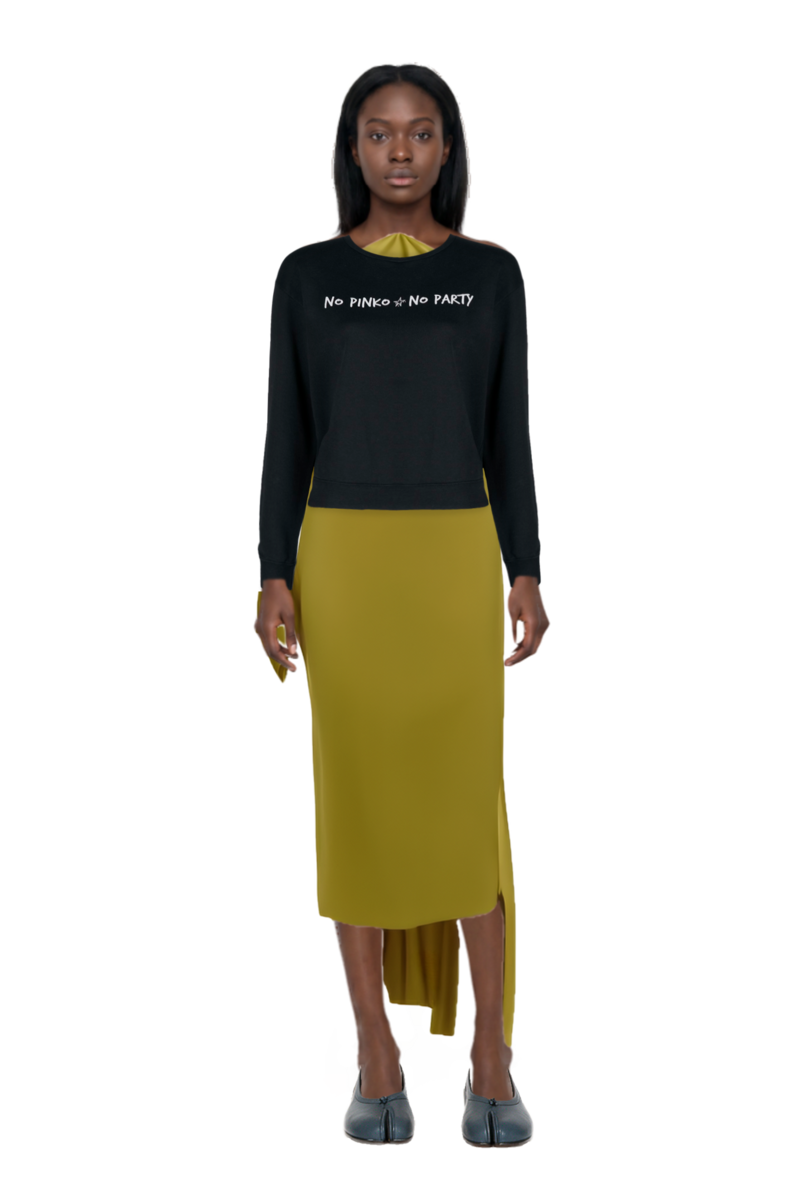 Outfit nan draped dress and tabi ballet flats