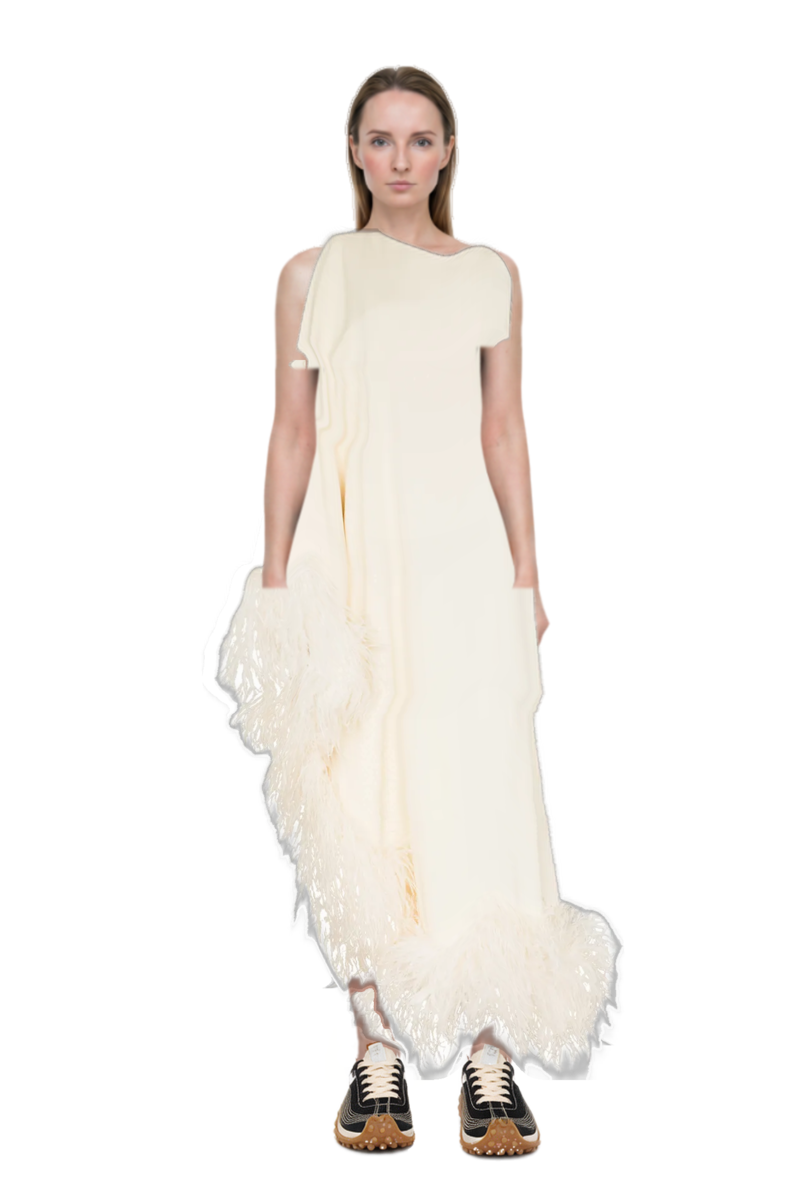 Outfit ubud feather-trim gown and mesh mirage sneakers