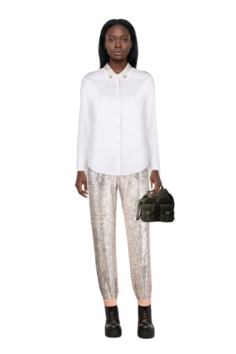 Outfit pinko t-shirt and medium quilted re-nylon backpack with saffiano leather trim
