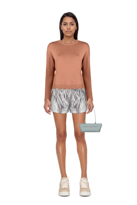 Outfit pinko shorts and new york grained leather shoulder bag
