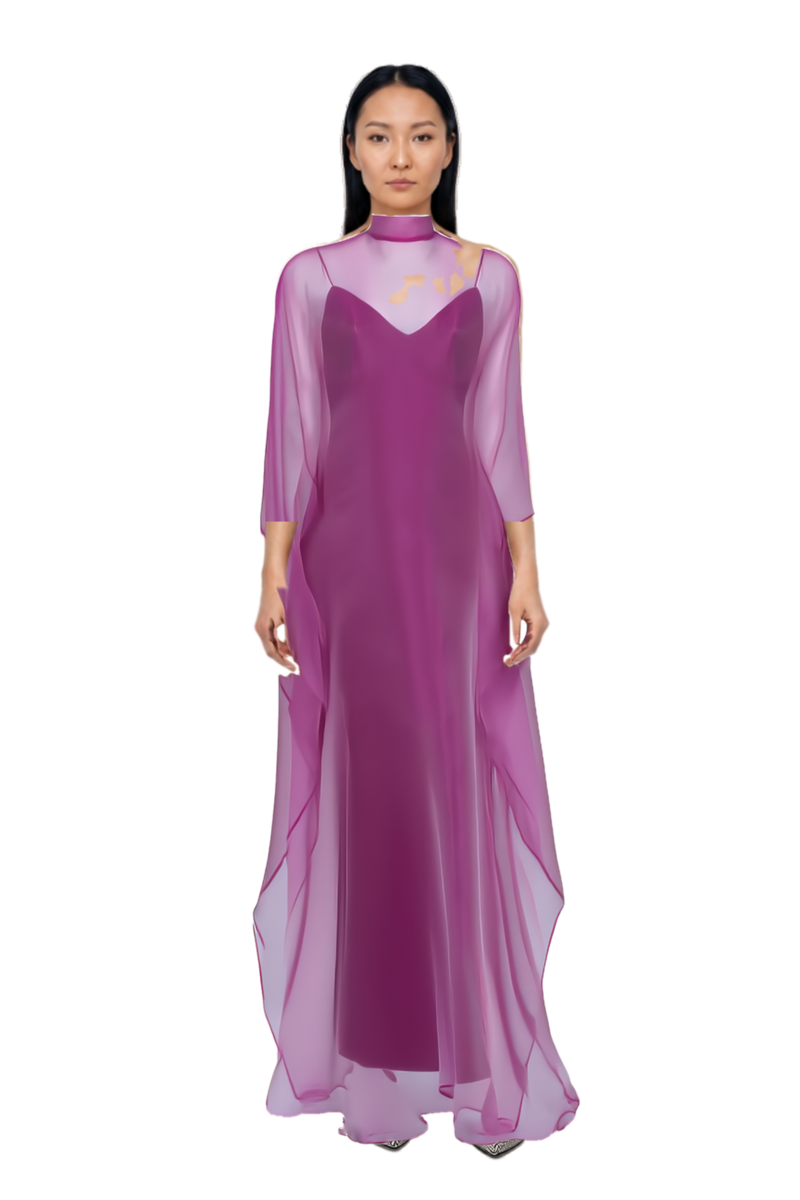 Outfit sphinx high-neck kaftan dress and scarlett 50 pumps