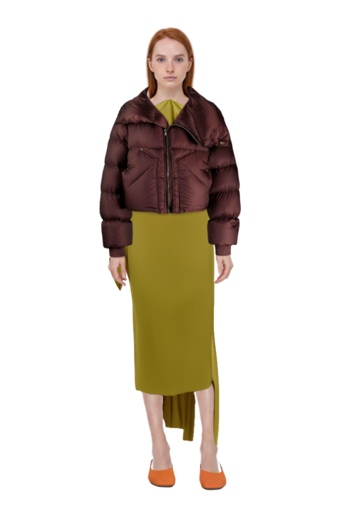Outfit nan draped dress and 23 down jacket