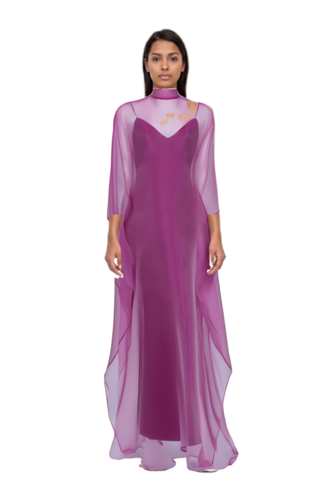 Outfit sphinx high-neck kaftan dress and 23 sneakers