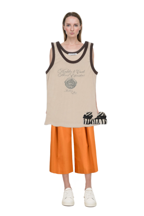 Outfit ribbed tank top and zebra-print leather clutch bag