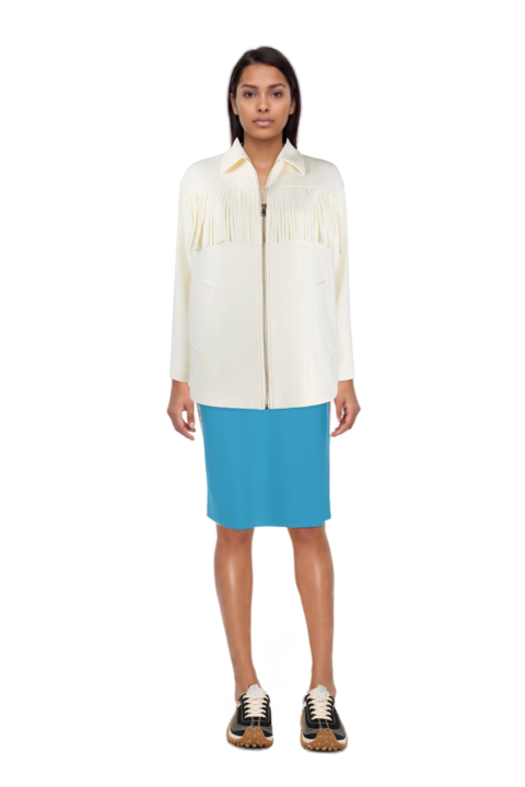 Outfit mesh mirage sneakers and high-waist pencil skirt