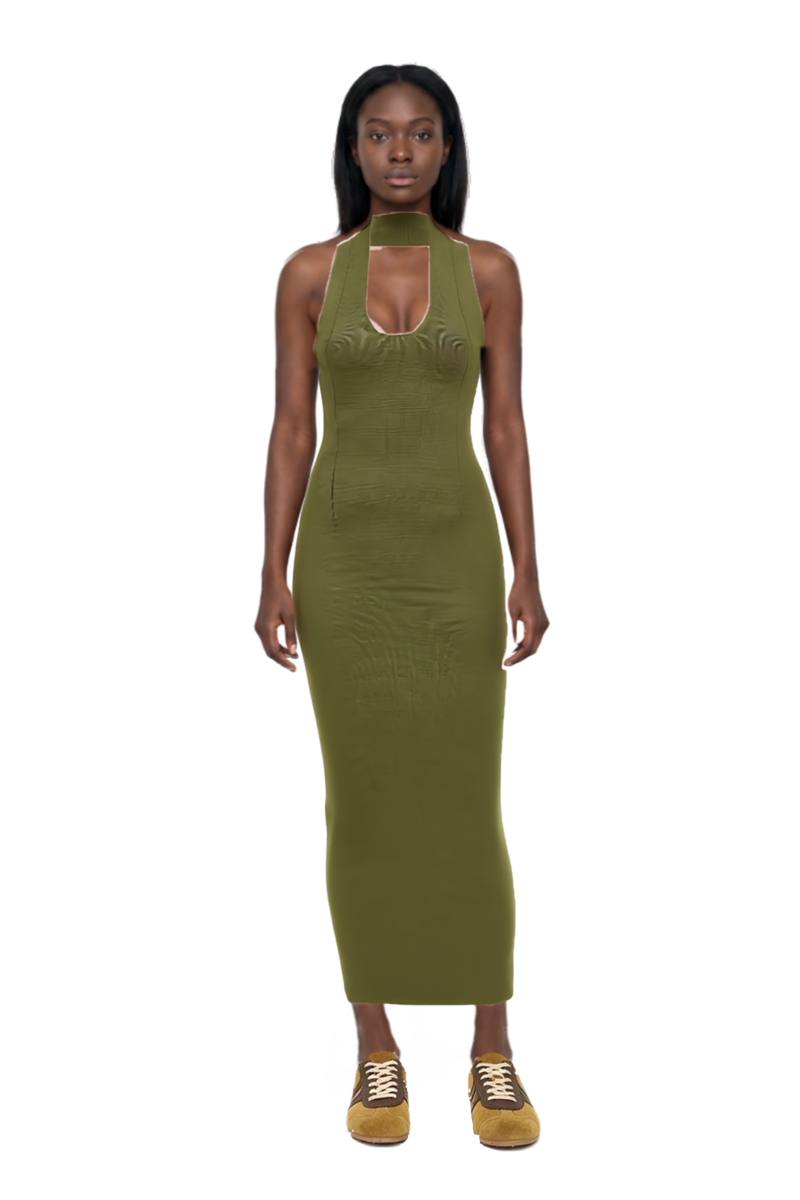 Outfit mahi dress and suede sneakers