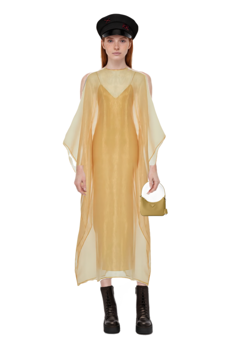 Outfit sphinx dress and re-edition 2005 saffiano leather mini-bag