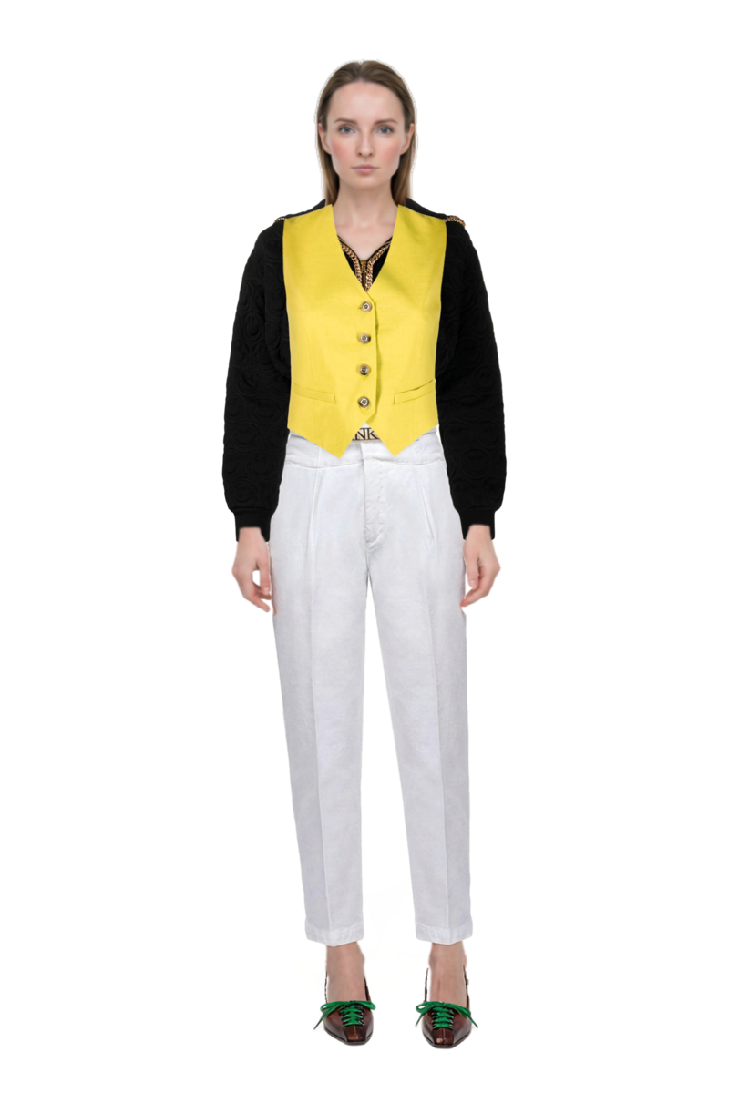 Outfit lace-up pointed-toe pumps and pinko waistcoat