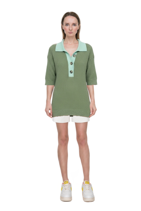Outfit waffle-knit short-sleeve sweater and air force 1 '07 lx "white/phantom/pearl white/yell" sneakers