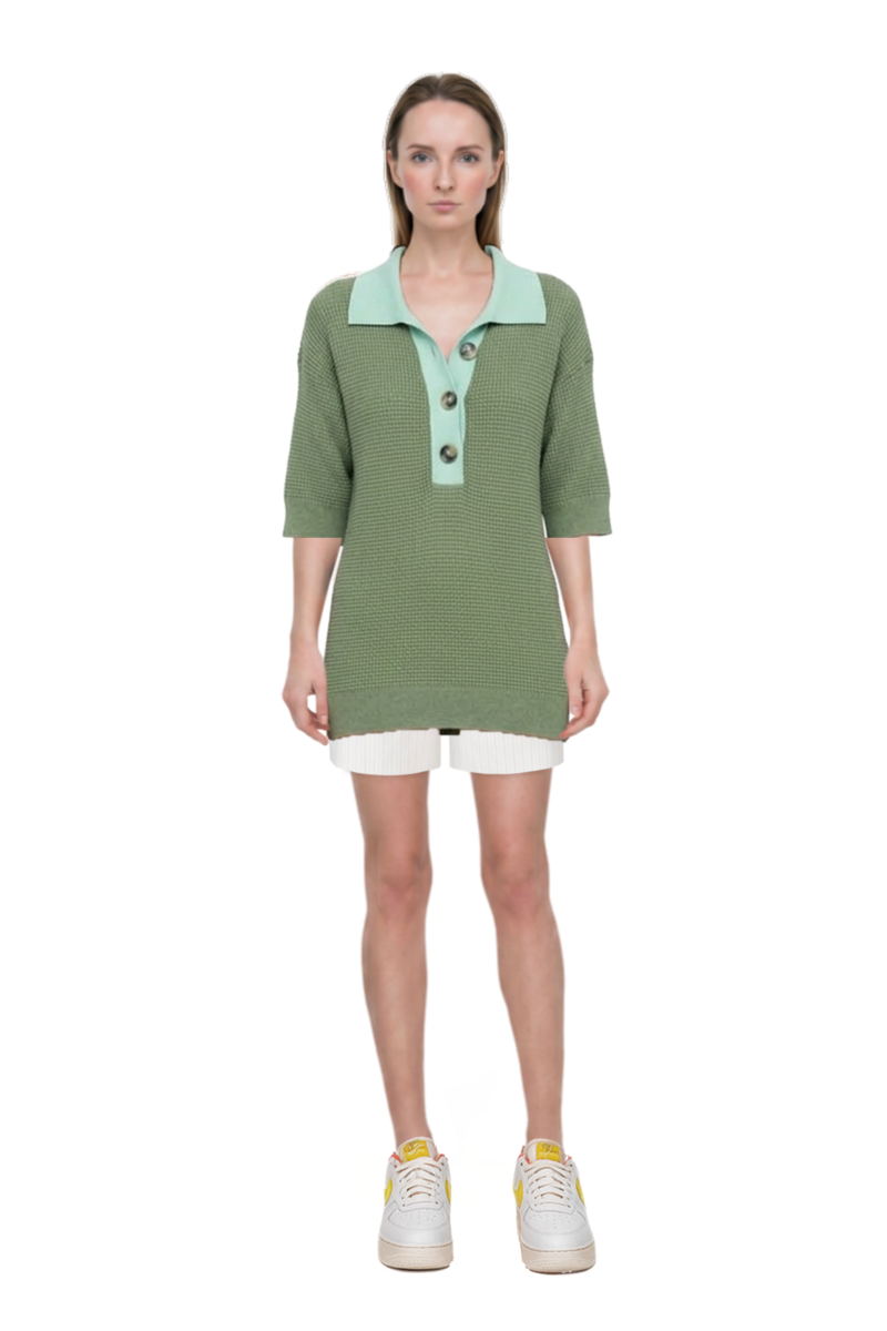 Outfit waffle-knit short-sleeve sweater and air force 1 '07 lx "white/phantom/pearl white/yell" sneakers