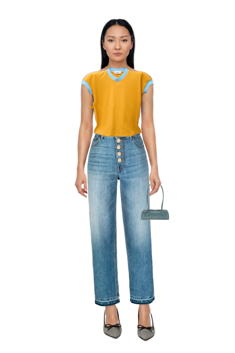 Outfit stretch cotton-jersey t-shirt and scarlett 50 pumps
