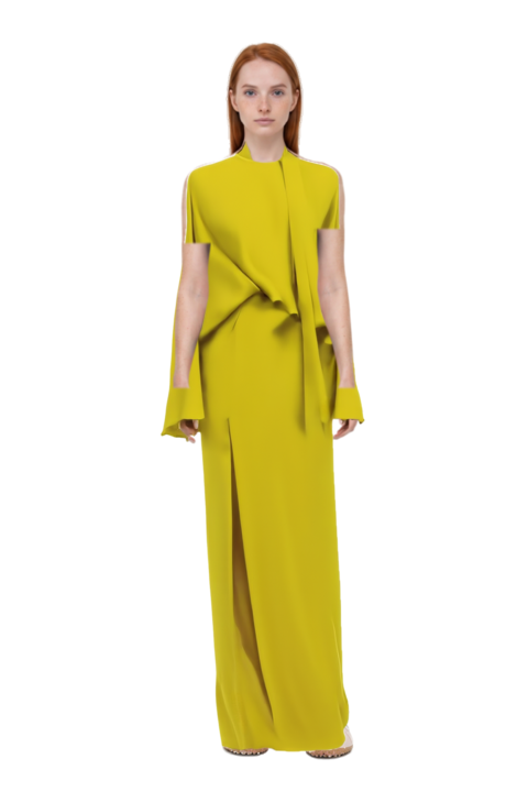 Outfit brooks tie-neck maxi dress and x jacquemus moon shoe sneakers