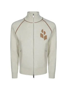ISABEL MARANT logo-intarsia zip-up cardigan
