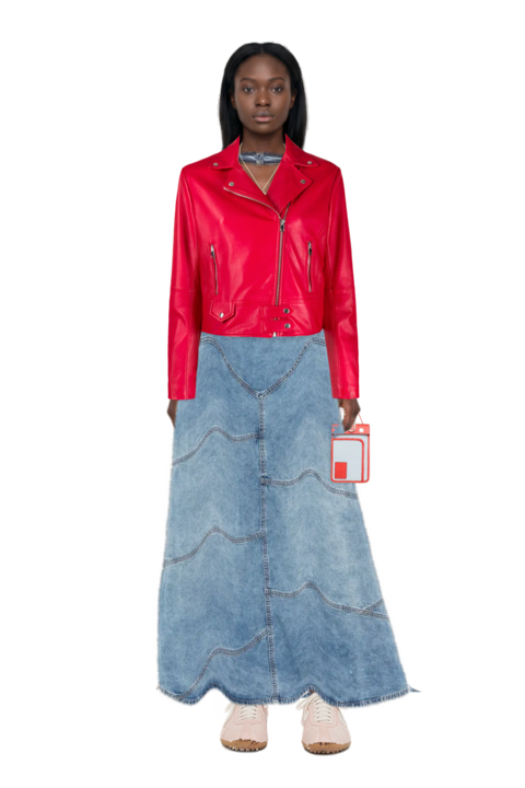 Outfit x jacquemus moon shoe sneakers and delphi pieced halter midi dress