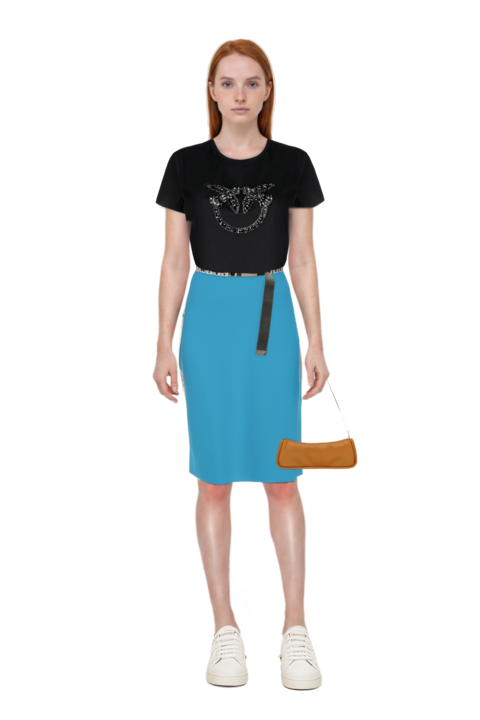 Outfit looong m shoulder bag and high-waist pencil skirt
