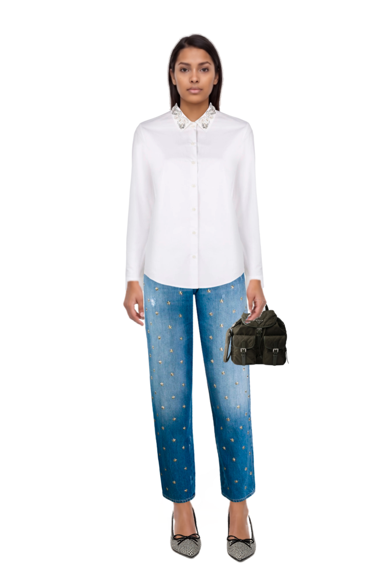 Outfit medium quilted re-nylon backpack with saffiano leather trim and scarlett 50 pumps