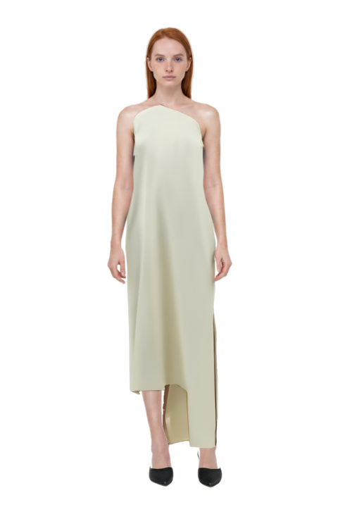 Outfit florinda one-shoulder slit dress and le cœur pointed-toe mules