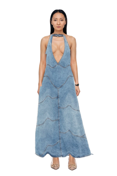 Outfit delphi pieced halter midi dress and vlogo signature slingback pumps