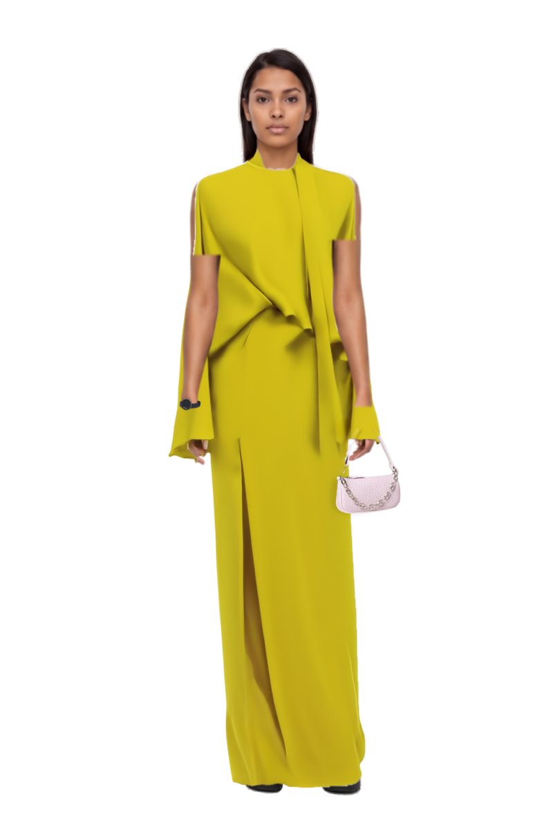 Outfit brooks tie-neck maxi dress and 23 bag