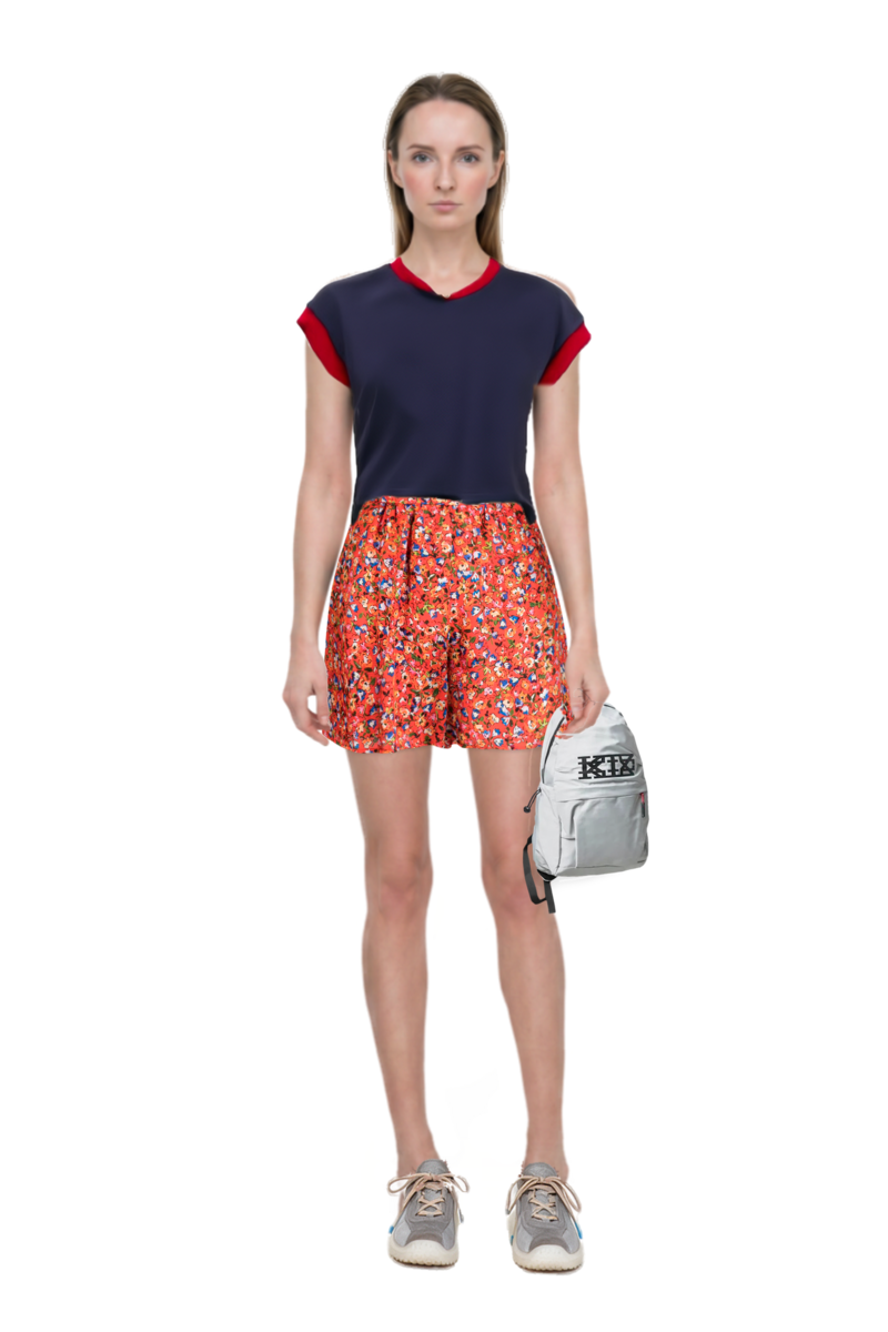 Outfit bubble technical fabric and suede sneakers and stretch cotton-jersey t-shirt