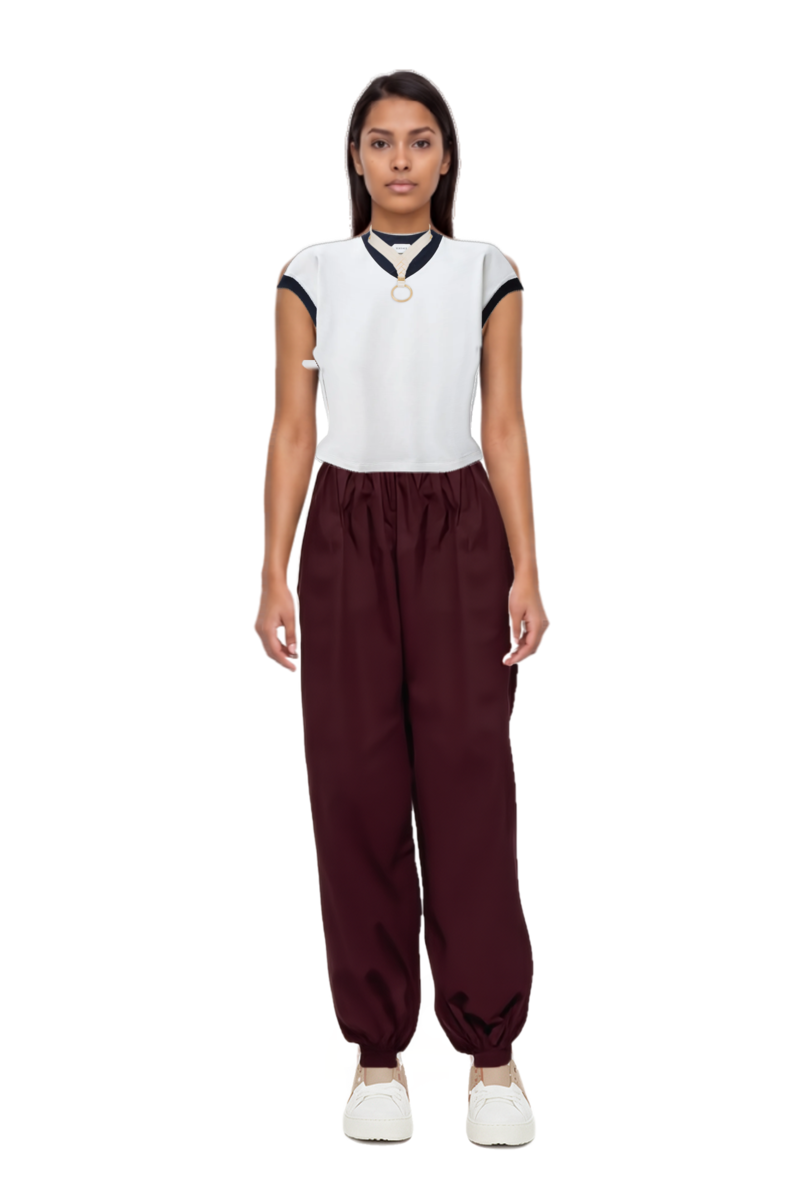 Outfit gathered-cuff loose-fit trousers and stretch cotton-jersey t-shirt