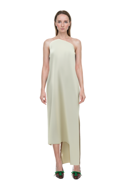 Outfit florinda one-shoulder slit dress and lace-up pointed-toe pumps