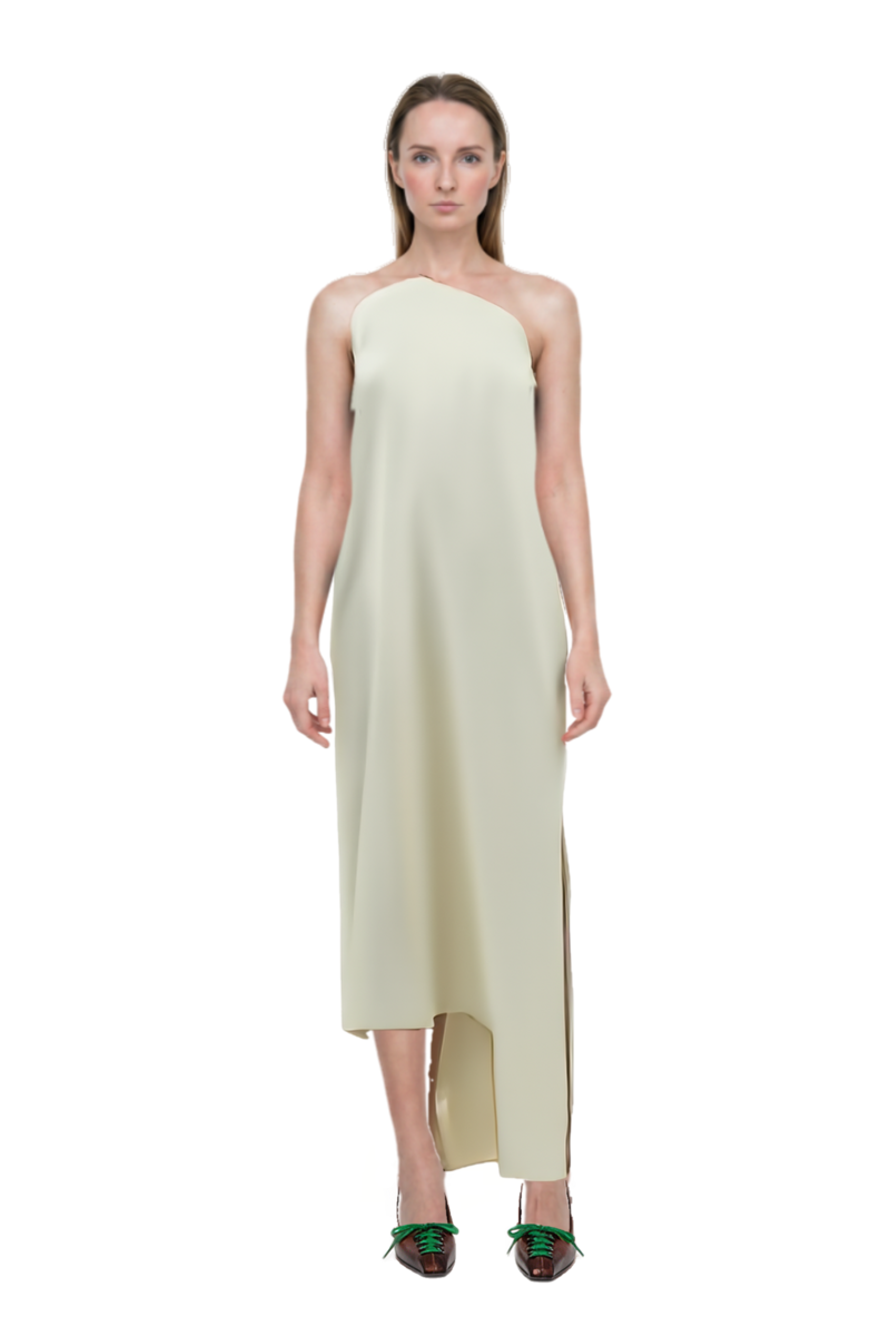 Outfit florinda one-shoulder slit dress and lace-up pointed-toe pumps