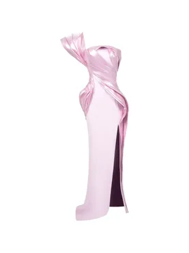 Gaby Charbachy  one-shoulder draped grown