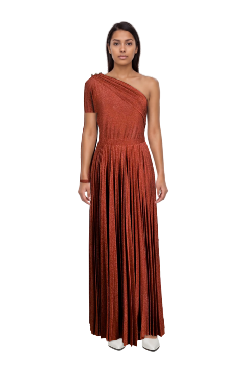 Outfit fame leather pumps and pinko evening dress