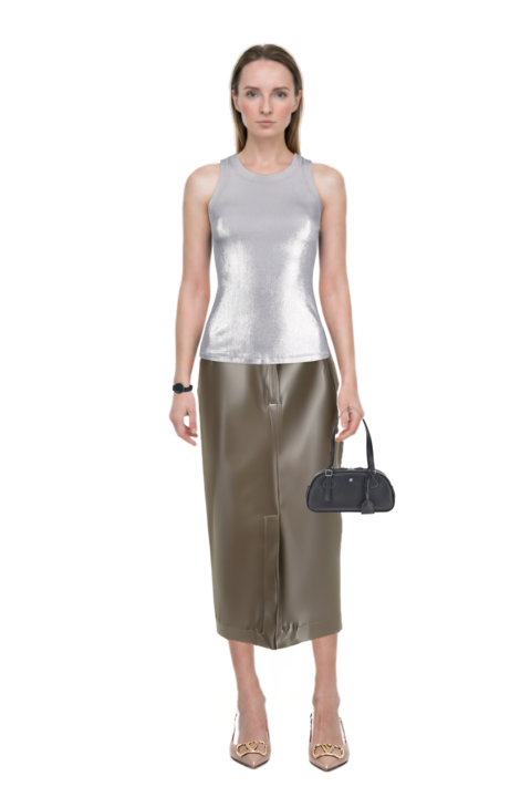 Outfit midi skirt and vlogo signature slingback pumps