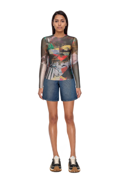 Outfit donnola denim bermuda shorts and mesh mirage sneakers