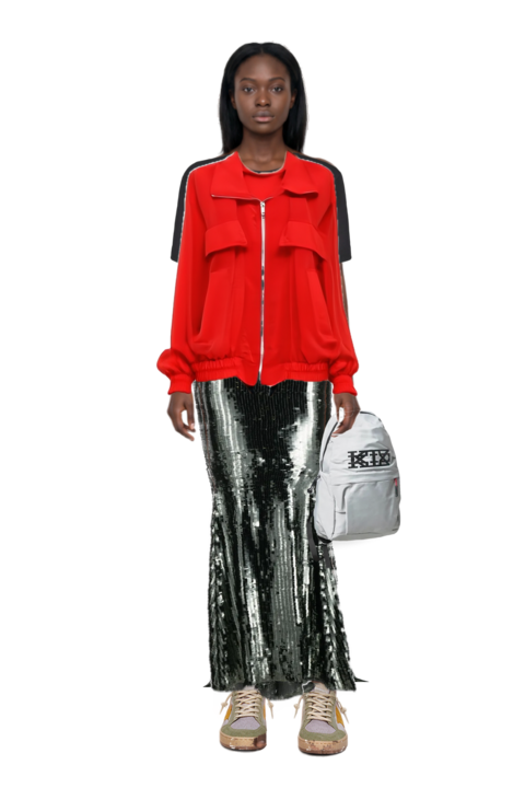 Outfit ball star sneakers and sequinned maxi skirt