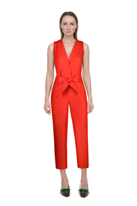 Outfit lace-up pointed-toe pumps and pinko jumpsuit