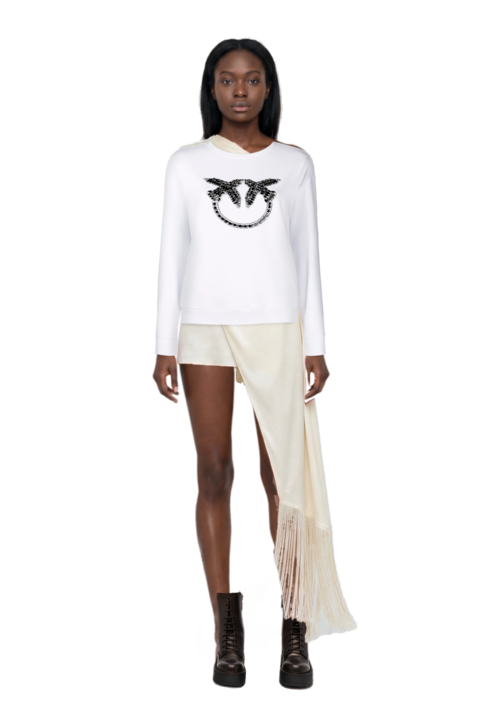 Outfit berenson draped fringe dress and pinko sweatshirt