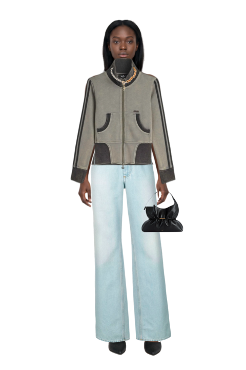 Outfit x avavav cropped track jacket and sphynx medium bag in smooth leather