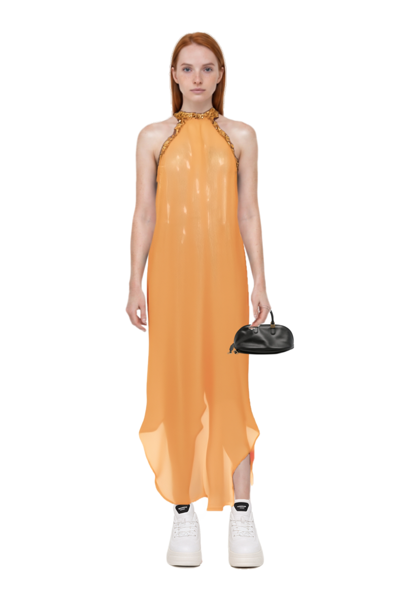 Outfit bolero bowling bag medium in black and isis sequin-embellished maxi dress