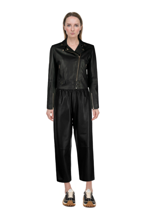 Outfit pinko trouser belt and mesh mirage sneakers