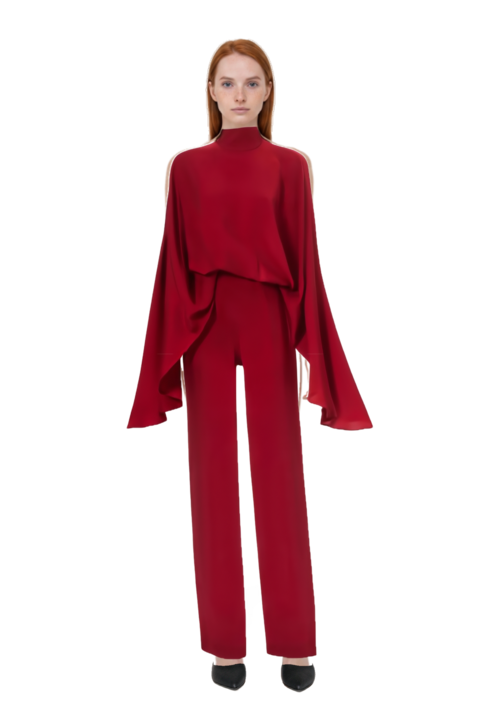 Outfit eolia cape jumpsuit and le cœur pointed-toe mules