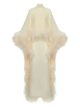 Taller Marmo feather-embellishment maxi dress