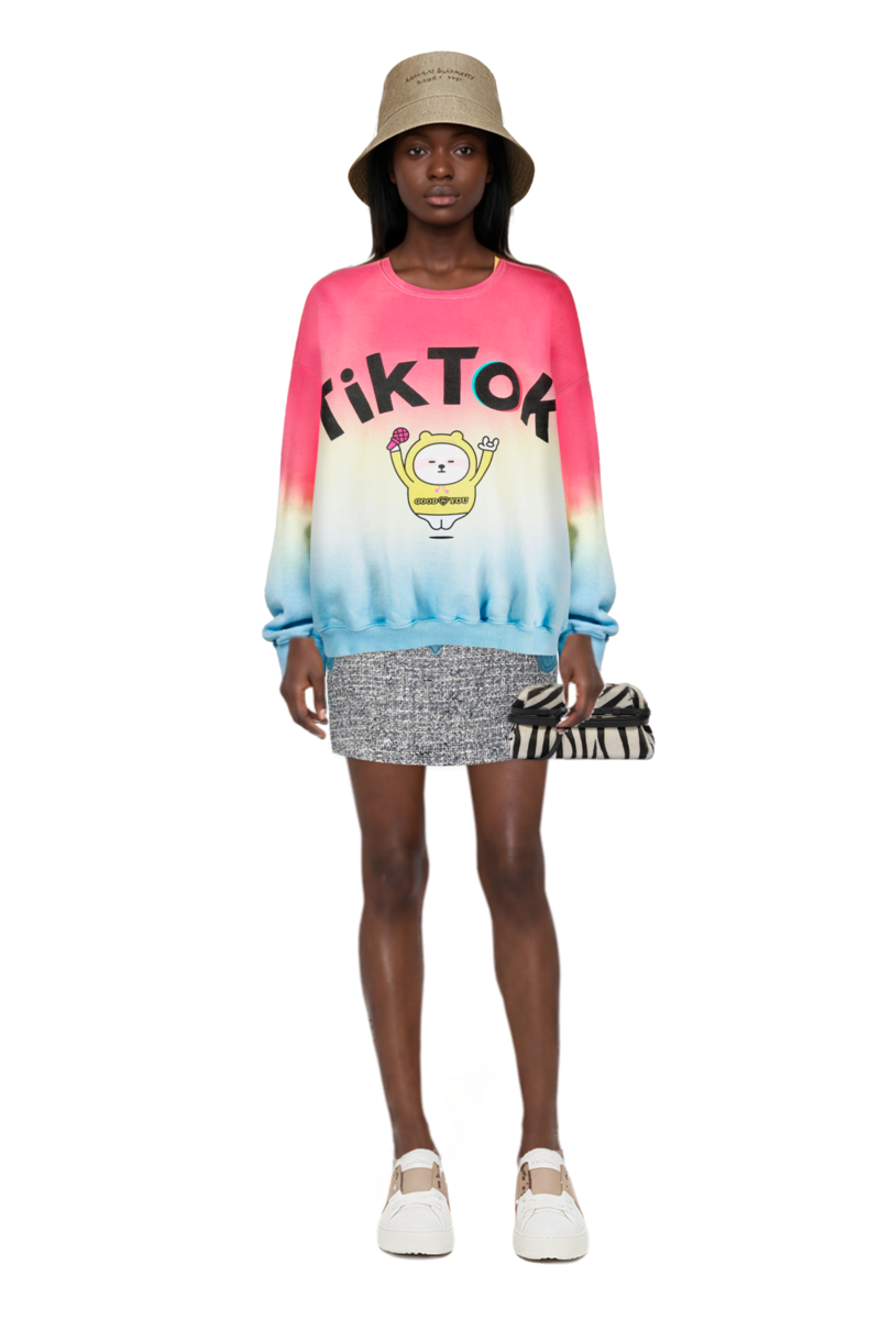 Outfit pinko skirt and zebra-print leather clutch bag