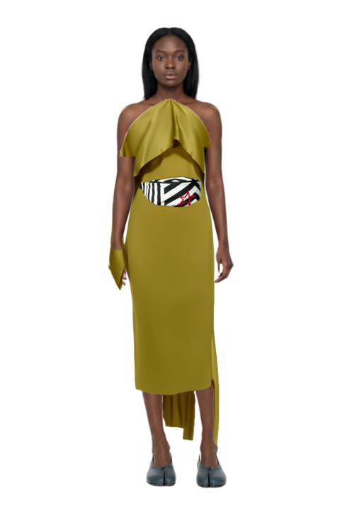 Outfit nan draped dress and tabi ballet flats