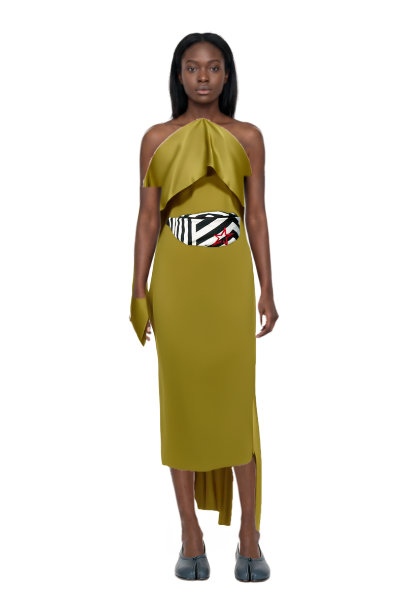 Outfit nan draped dress and tabi ballet flats
